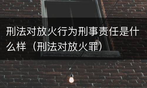 刑法对放火行为刑事责任是什么样（刑法对放火罪）