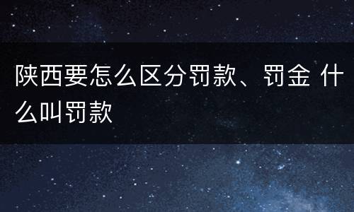 陕西要怎么区分罚款、罚金 什么叫罚款