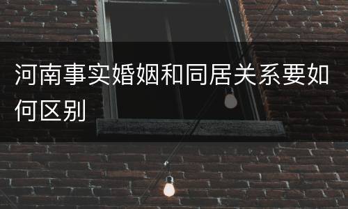 河南事实婚姻和同居关系要如何区别