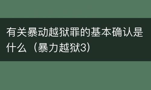 有关暴动越狱罪的基本确认是什么（暴力越狱3）