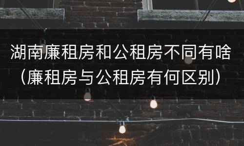 湖南廉租房和公租房不同有啥（廉租房与公租房有何区别）