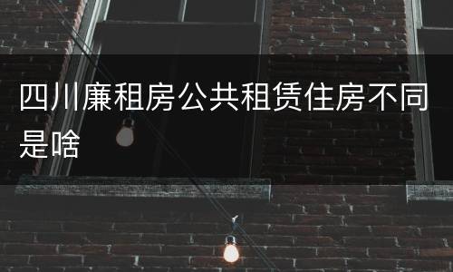 四川廉租房公共租赁住房不同是啥