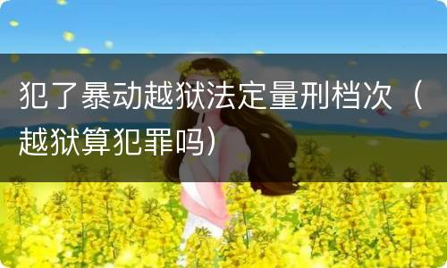 犯了暴动越狱法定量刑档次（越狱算犯罪吗）