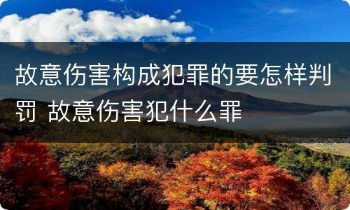 故意伤害构成犯罪的要怎样判罚 故意伤害犯什么罪