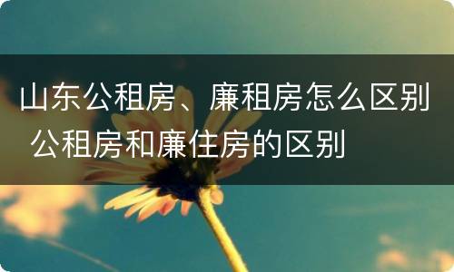 山东公租房、廉租房怎么区别 公租房和廉住房的区别