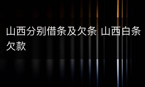 山西分别借条及欠条 山西白条欠款