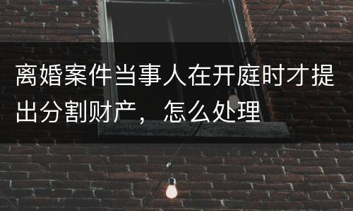 离婚案件当事人在开庭时才提出分割财产，怎么处理