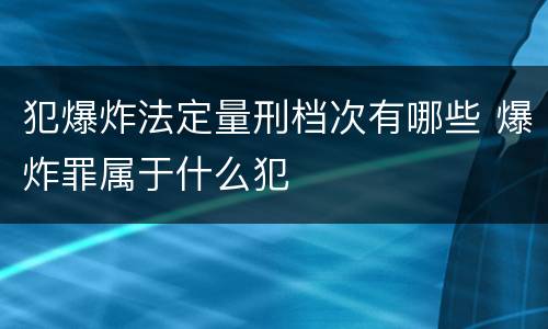 犯爆炸法定量刑档次有哪些 爆炸罪属于什么犯