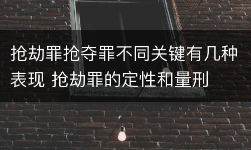 抢劫罪抢夺罪不同关键有几种表现 抢劫罪的定性和量刑