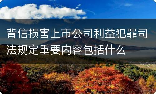 背信损害上市公司利益犯罪司法规定重要内容包括什么