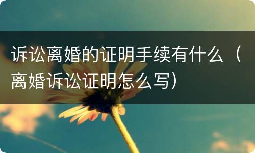 诉讼离婚的证明手续有什么（离婚诉讼证明怎么写）