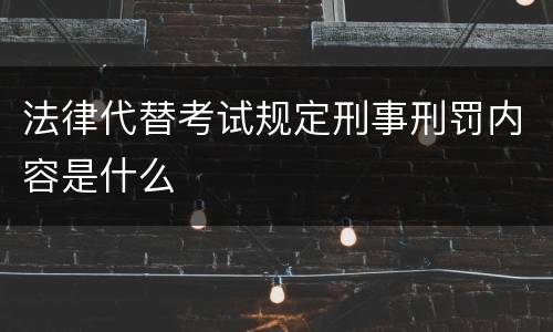 法律代替考试规定刑事刑罚内容是什么