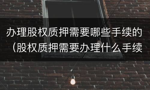 办理股权质押需要哪些手续的（股权质押需要办理什么手续）