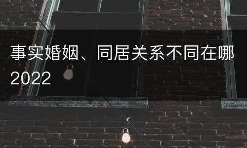 事实婚姻、同居关系不同在哪2022
