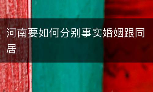 河南要如何分别事实婚姻跟同居