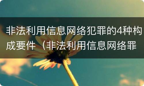 非法利用信息网络犯罪的4种构成要件（非法利用信息网络罪 情节严重）