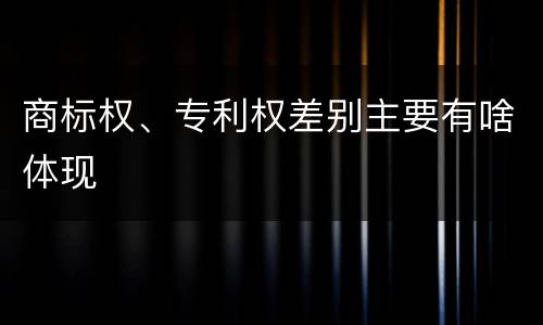 商标权、专利权差别主要有啥体现