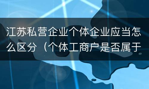 江苏私营企业个体企业应当怎么区分（个体工商户是否属于私营企业）