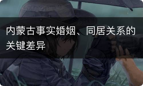 内蒙古事实婚姻、同居关系的关键差异