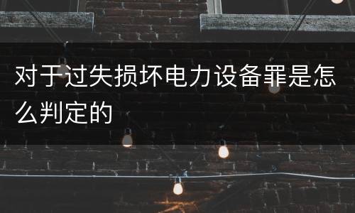 对于过失损坏电力设备罪是怎么判定的