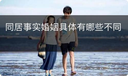 同居事实婚姻具体有哪些不同