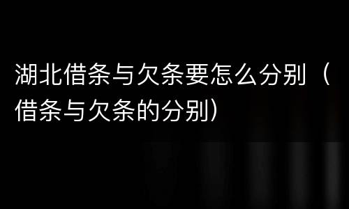 湖北借条与欠条要怎么分别（借条与欠条的分别）