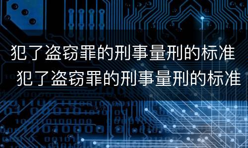 犯了盗窃罪的刑事量刑的标准 犯了盗窃罪的刑事量刑的标准是多少