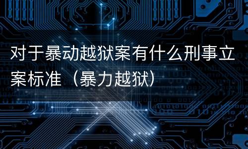 对于暴动越狱案有什么刑事立案标准（暴力越狱）