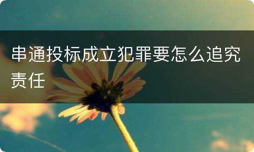 串通投标成立犯罪要怎么追究责任