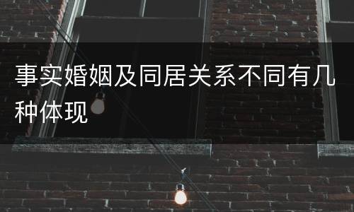 事实婚姻及同居关系不同有几种体现