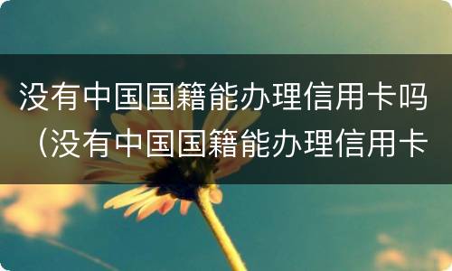 没有中国国籍能办理信用卡吗（没有中国国籍能办理信用卡吗现在）