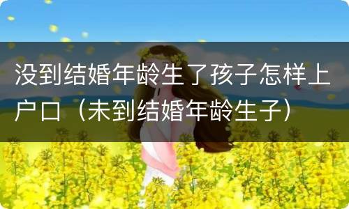 没到结婚年龄生了孩子怎样上户口（未到结婚年龄生子）