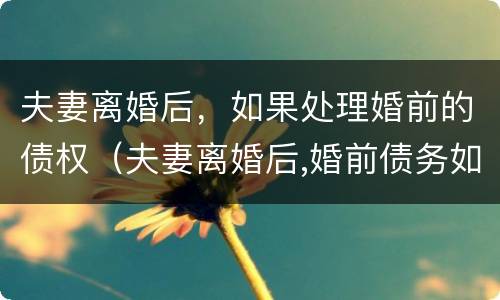 夫妻离婚后，如果处理婚前的债权（夫妻离婚后,婚前债务如何处理）