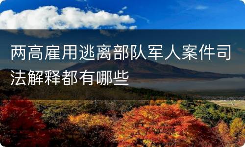 两高雇用逃离部队军人案件司法解释都有哪些