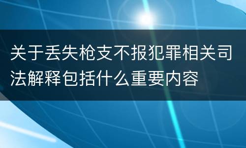 关于丢失枪支不报犯罪相关司法解释包括什么重要内容