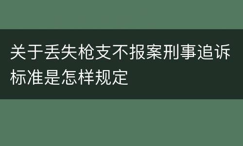 关于丢失枪支不报案刑事追诉标准是怎样规定
