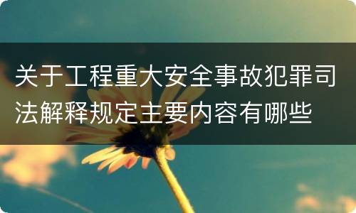 关于工程重大安全事故犯罪司法解释规定主要内容有哪些