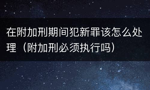 在附加刑期间犯新罪该怎么处理（附加刑必须执行吗）