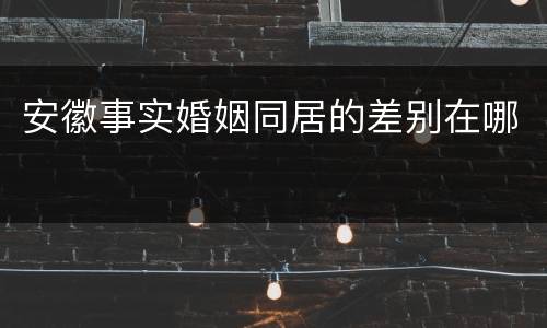 安徽事实婚姻同居的差别在哪