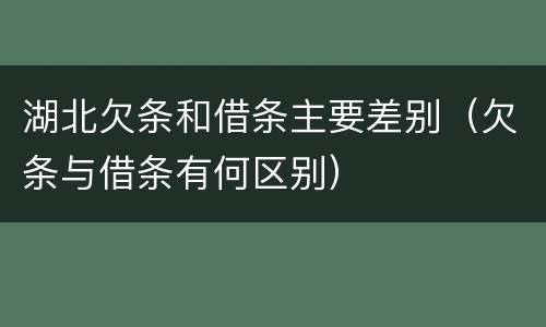 湖北欠条和借条主要差别（欠条与借条有何区别）