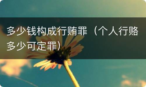 多少钱构成行贿罪（个人行赂多少可定罪）