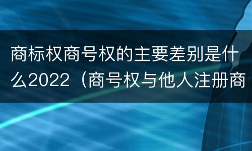 商标权商号权的主要差别是什么2022（商号权与他人注册商标专用权的冲突）