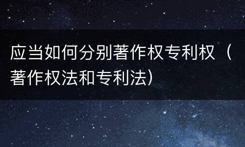 应当如何分别著作权专利权（著作权法和专利法）