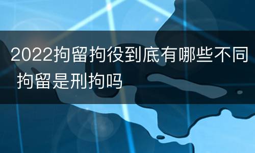 2022拘留拘役到底有哪些不同 拘留是刑拘吗