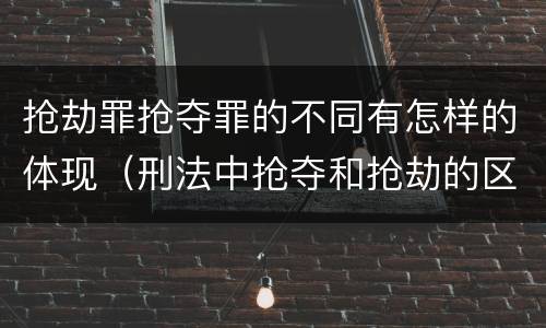 抢劫罪抢夺罪的不同有怎样的体现（刑法中抢夺和抢劫的区别）