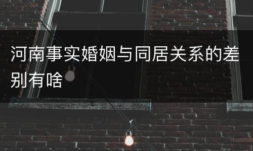 河南事实婚姻与同居关系的差别有啥