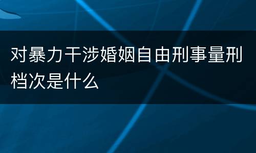 对暴力干涉婚姻自由刑事量刑档次是什么