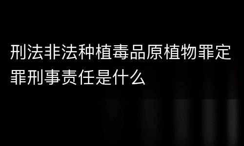 刑法非法种植毒品原植物罪定罪刑事责任是什么