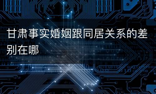 甘肃事实婚姻跟同居关系的差别在哪