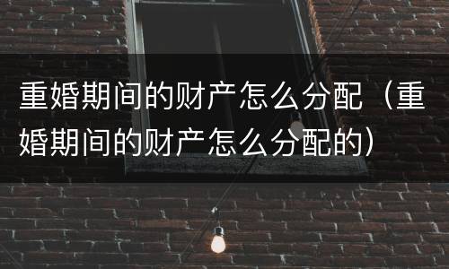 重婚期间的财产怎么分配（重婚期间的财产怎么分配的）